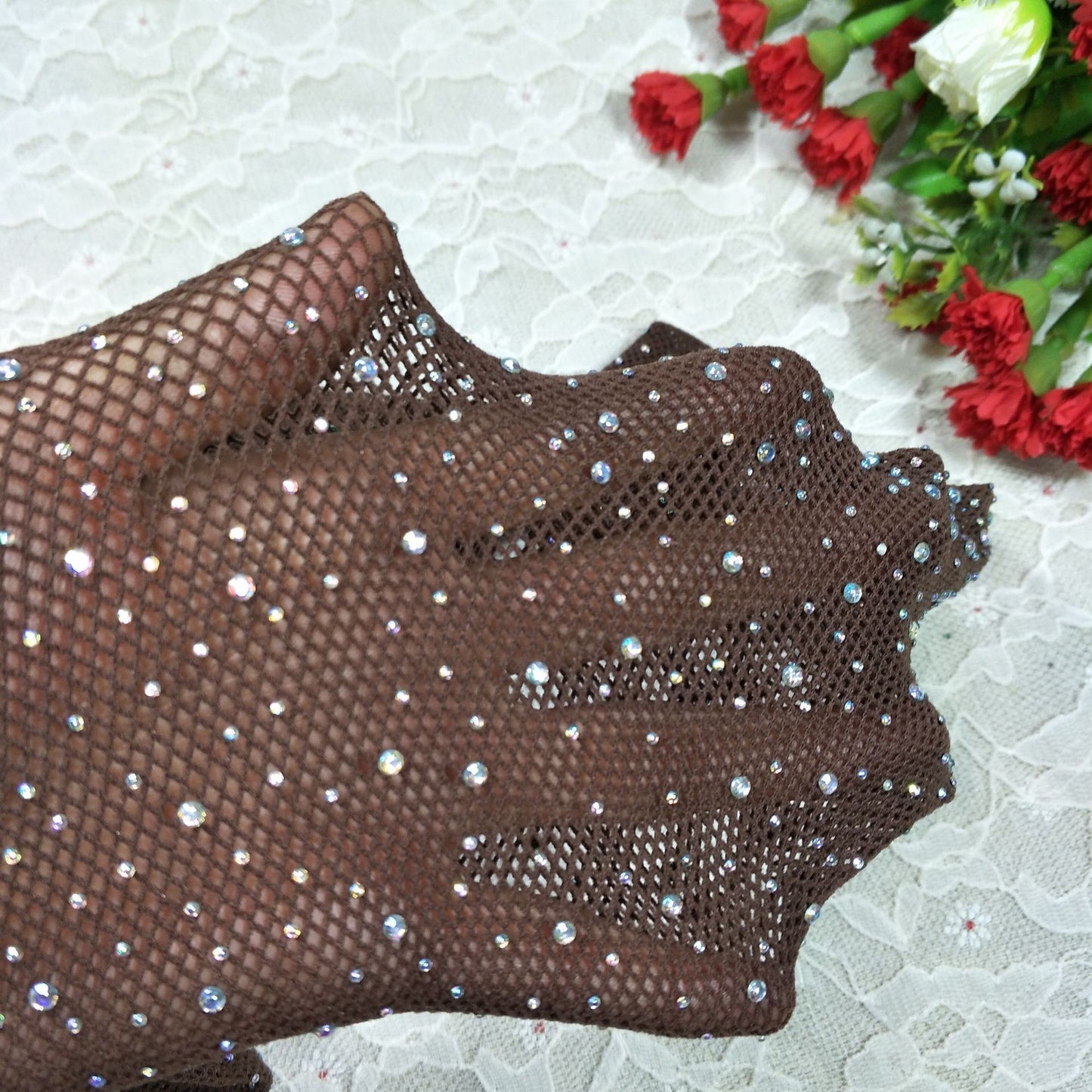 Rhinestone Mesh Tights