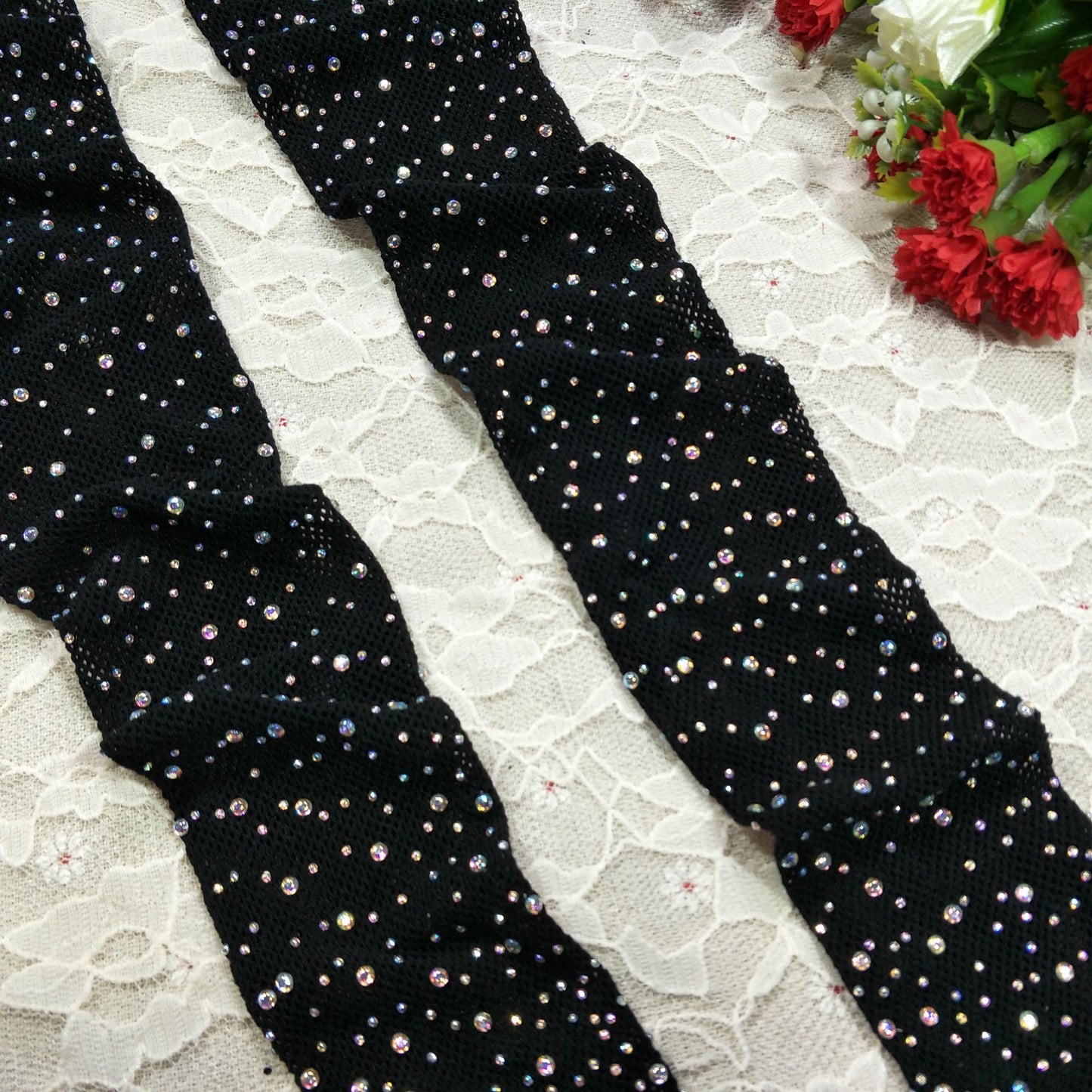 Rhinestone Mesh Tights